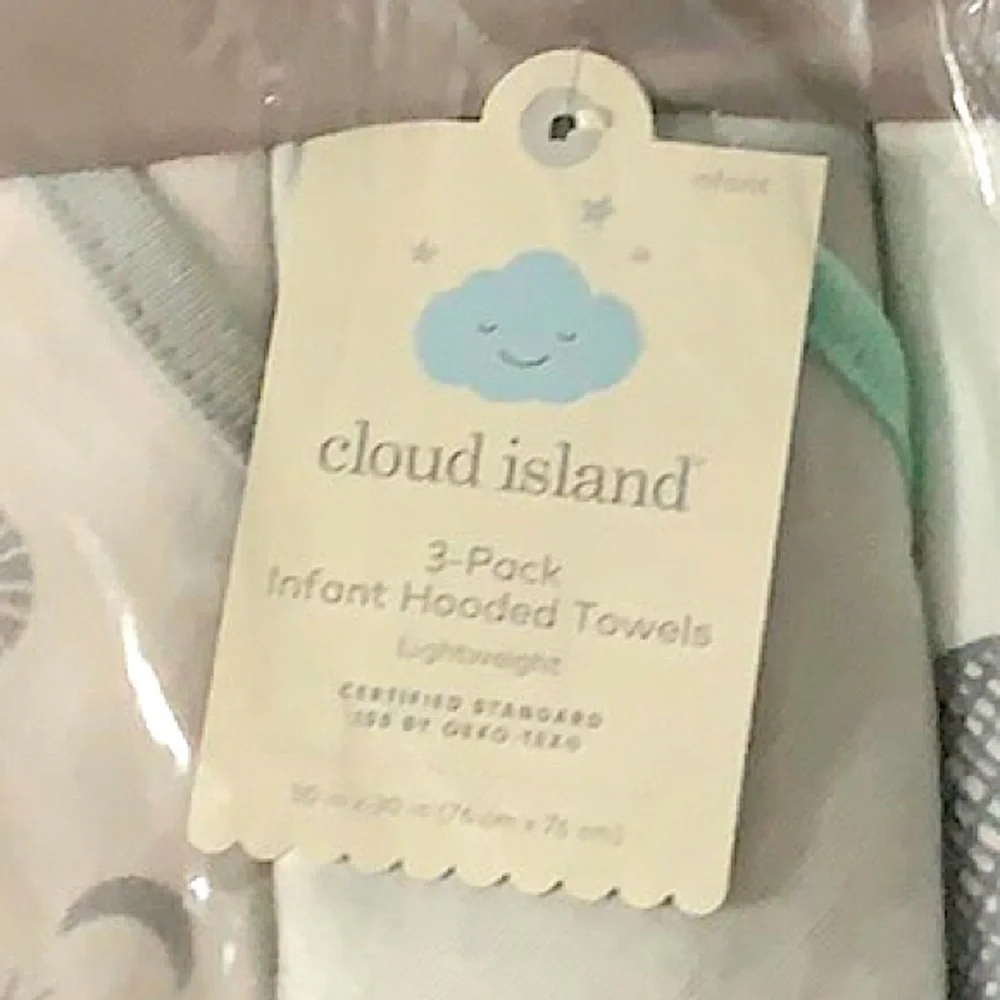 3pk Baby Hooded Bath Towel - Cloud Island™